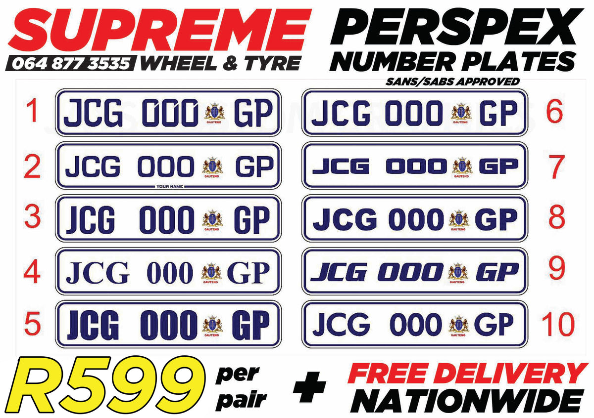 PERSPEX NUMBER PLATES (SET OF 2) – Supreme Wheel & Tyre