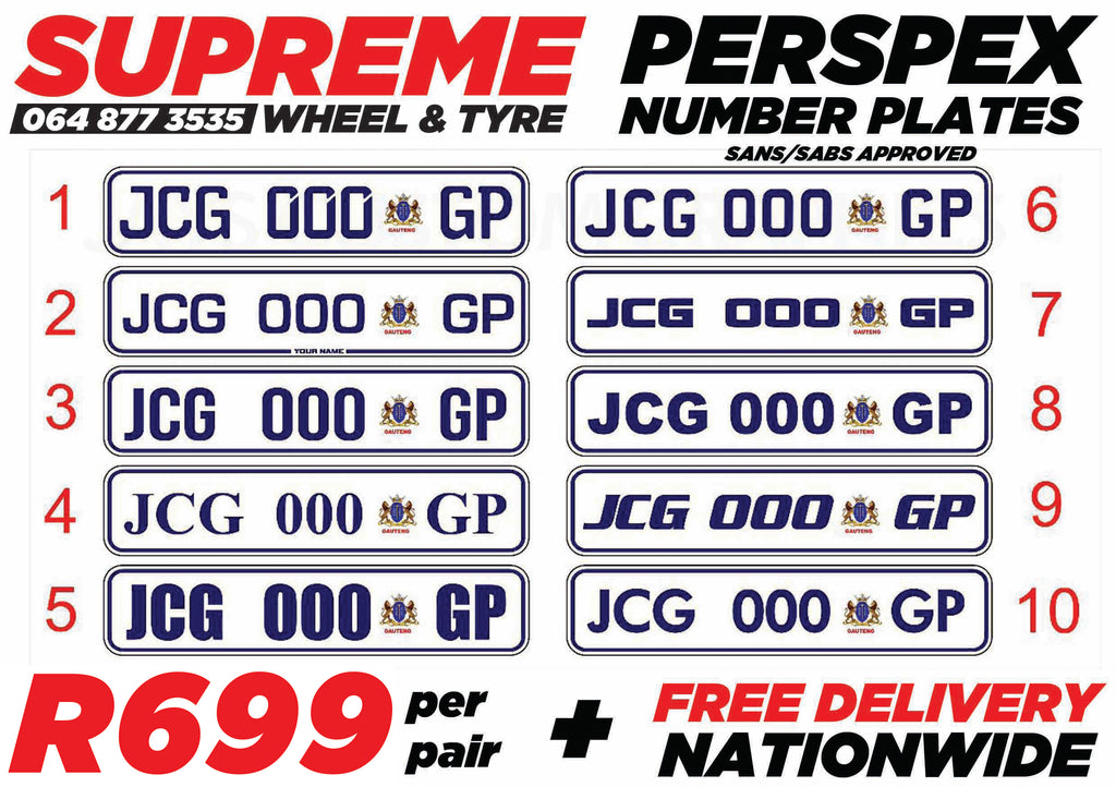 PERSPEX NUMBER PLATES (SET OF 2) – Supreme Wheel & Tyre